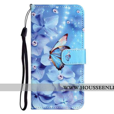 Housse Samsung Galaxy A16 4G / 5G Fleurs et Papillons Bleus