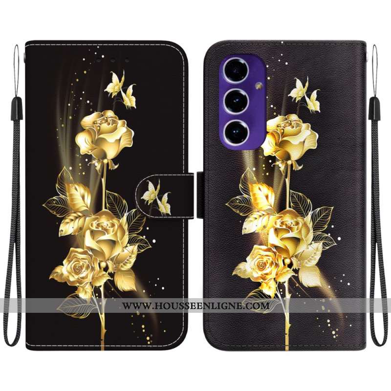 Housse Samsung Galaxy A16 4G / 5G Papillon Doré et Rose