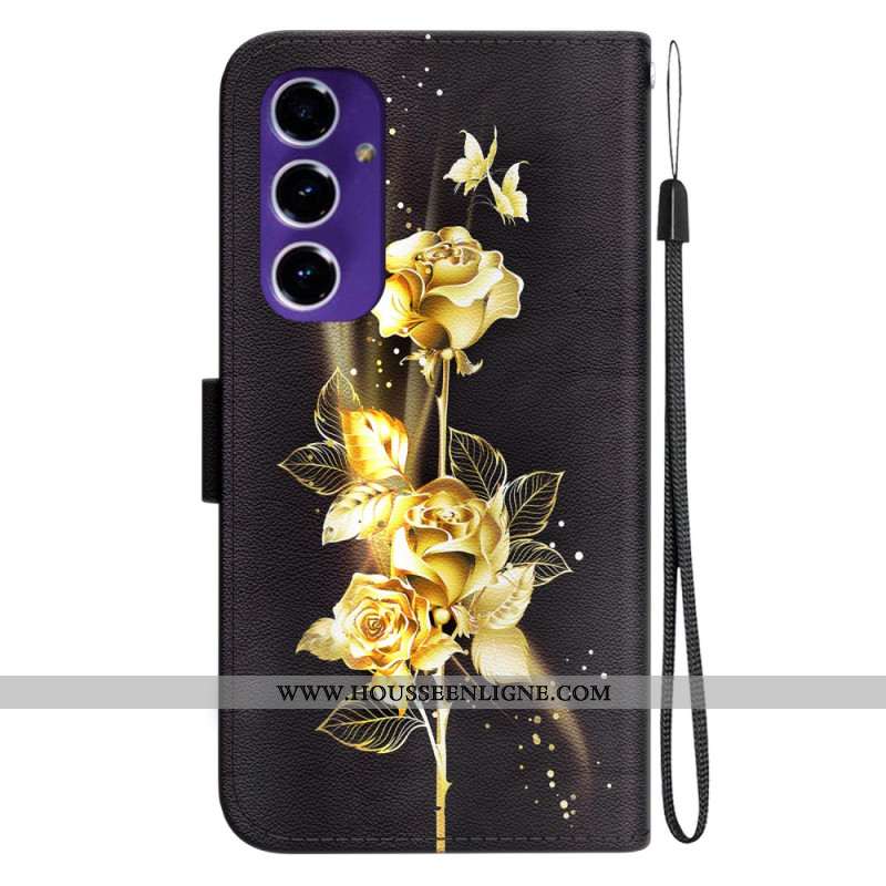 Housse Samsung Galaxy A16 4G / 5G Papillon Doré et Rose