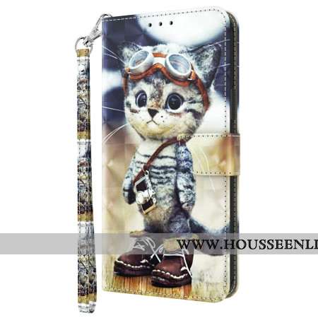 Housse Samsung Galaxy A55 5G Chat Aviateur à Lanière