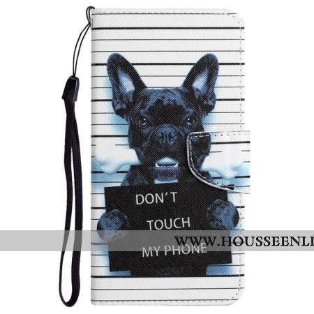 Housse Samsung Galaxy A55 5G Chien Don't Touch my Phone à Lanière