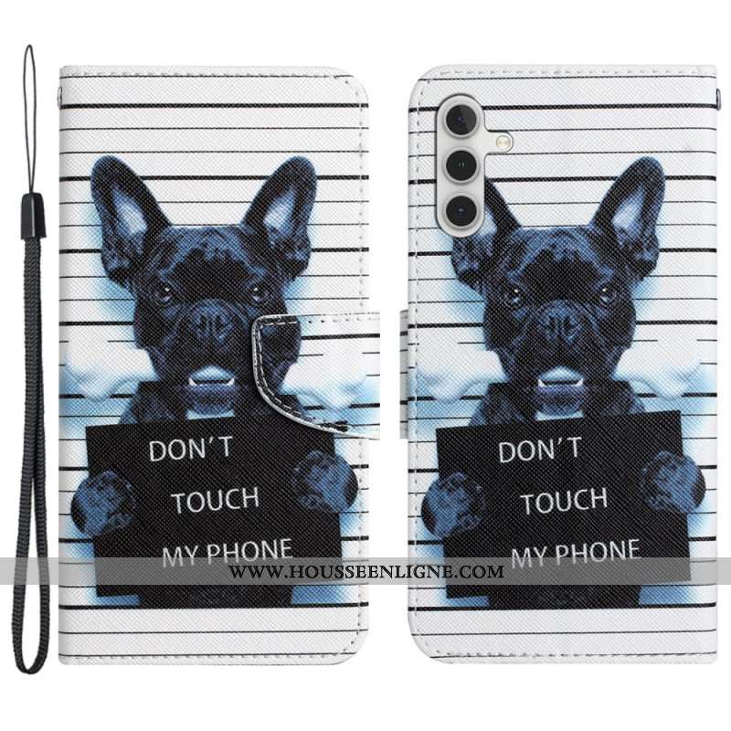 Housse Samsung Galaxy A55 5G Chien Don't Touch my Phone à Lanière