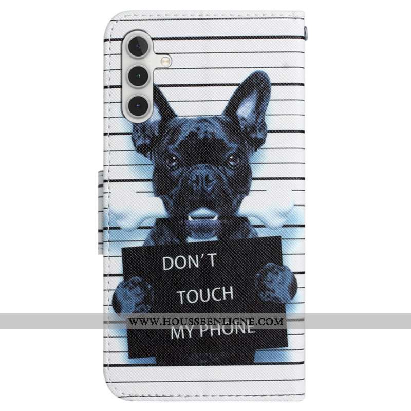 Housse Samsung Galaxy A55 5G Chien Don't Touch my Phone à Lanière