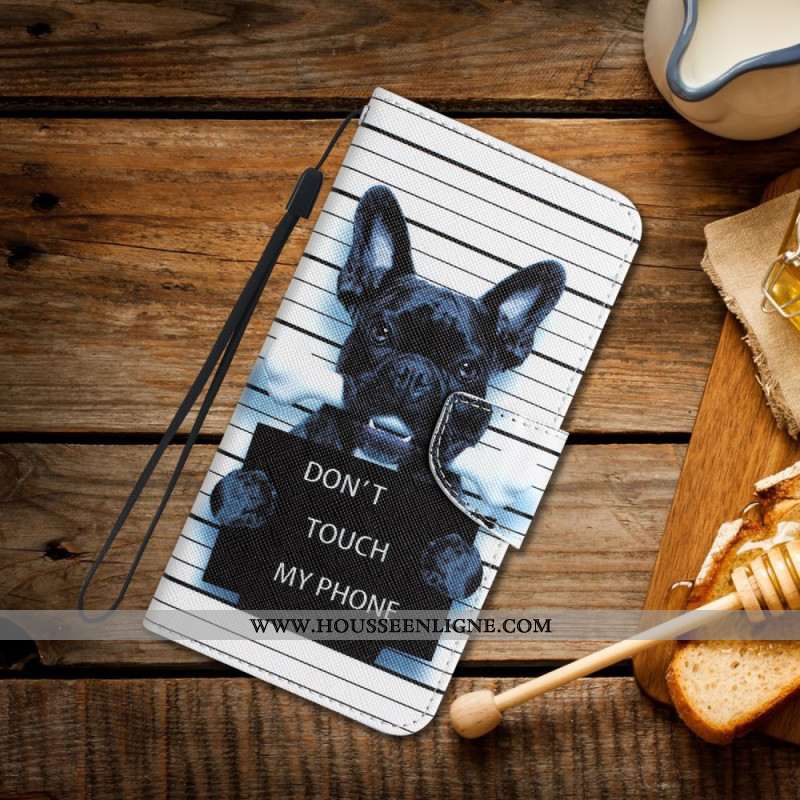 Housse Samsung Galaxy A55 5G Chien Don't Touch my Phone à Lanière