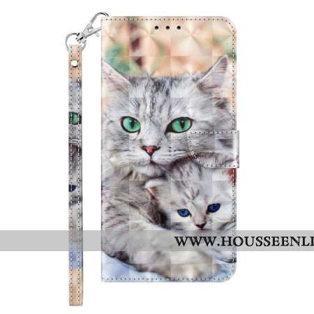 Housse Samsung Galaxy A55 5G Deux Chats Blancs à Lanière