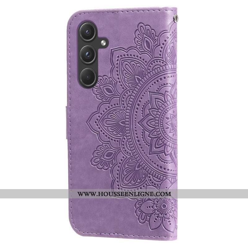 Housse Samsung Galaxy A55 5G Fleur Mandala à Lanière