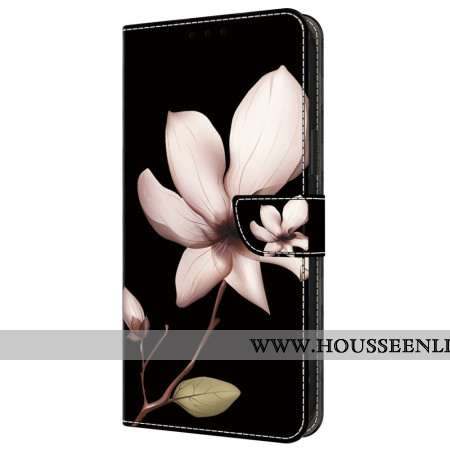 Housse Samsung Galaxy A55 5G Fleurs Roses sur Fond Noir