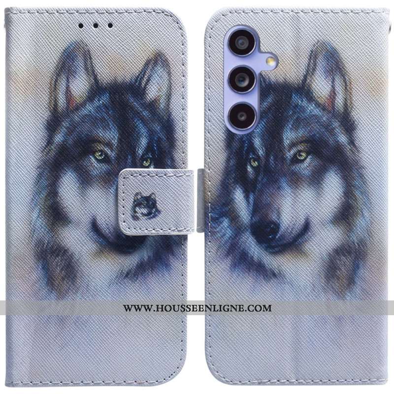 Housse Samsung Galaxy A55 5G Loup Aquarelle