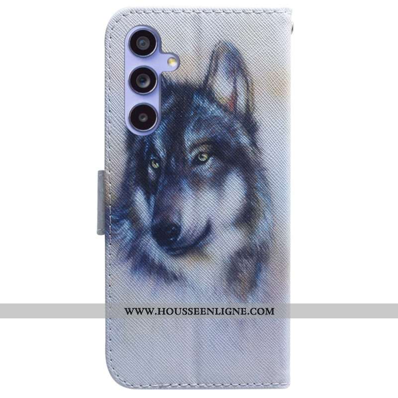 Housse Samsung Galaxy A55 5G Loup Aquarelle