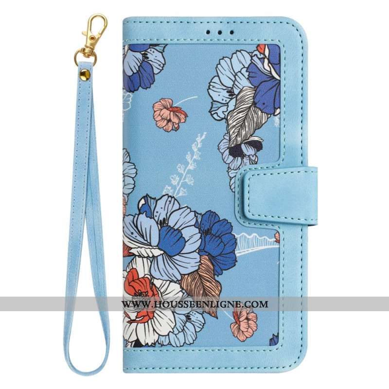 Housse Samsung Galaxy A55 5G Motif Floral avec Lanière