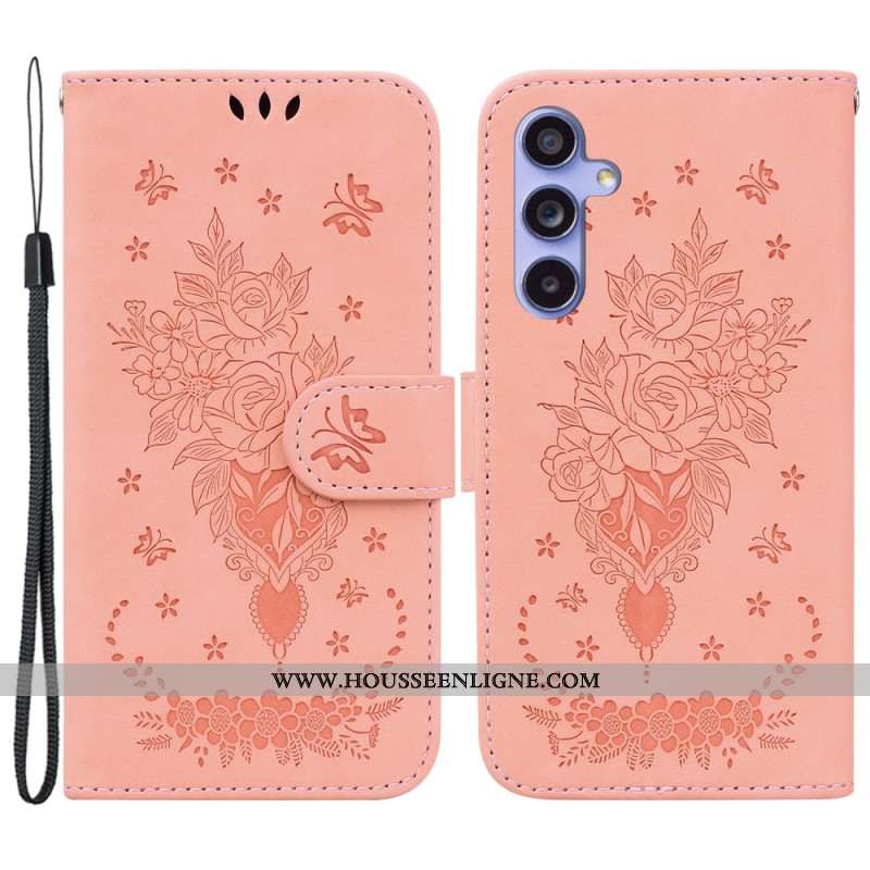 Housse Samsung Galaxy A55 5G Motif de Rose et Papillons