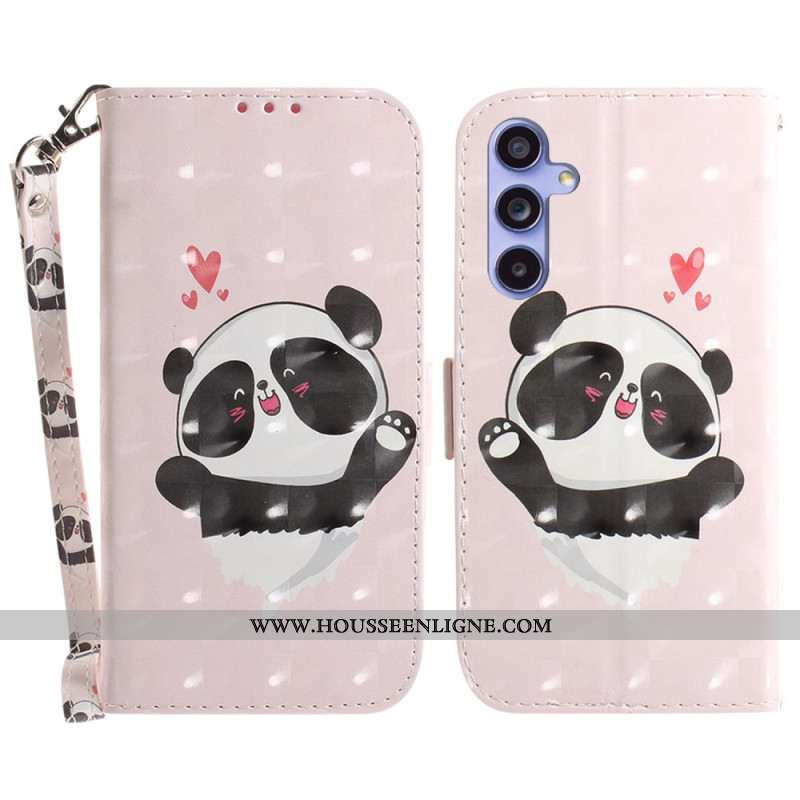 Housse Samsung Galaxy A55 5G Panda Love à Lanière