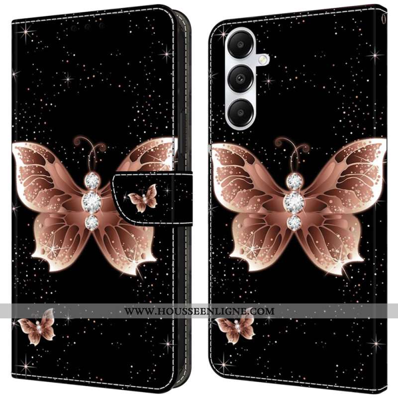 Housse Samsung Galaxy A55 5G Papillon Diamant Rose