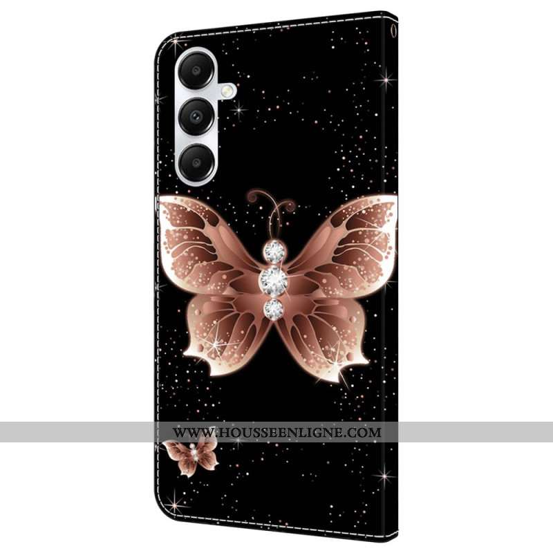 Housse Samsung Galaxy A55 5G Papillon Diamant Rose