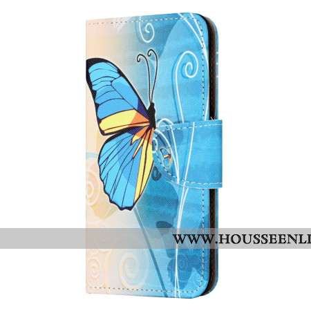 Housse Samsung Galaxy A55 5G Papillon Jaune et Bleu