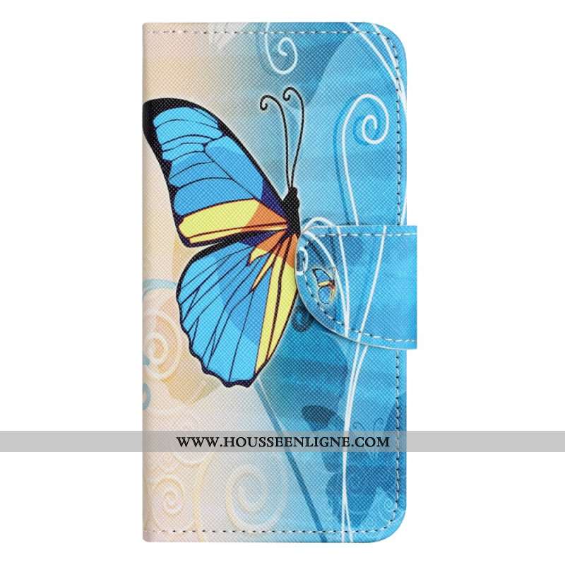 Housse Samsung Galaxy A55 5G Papillon Jaune et Bleu