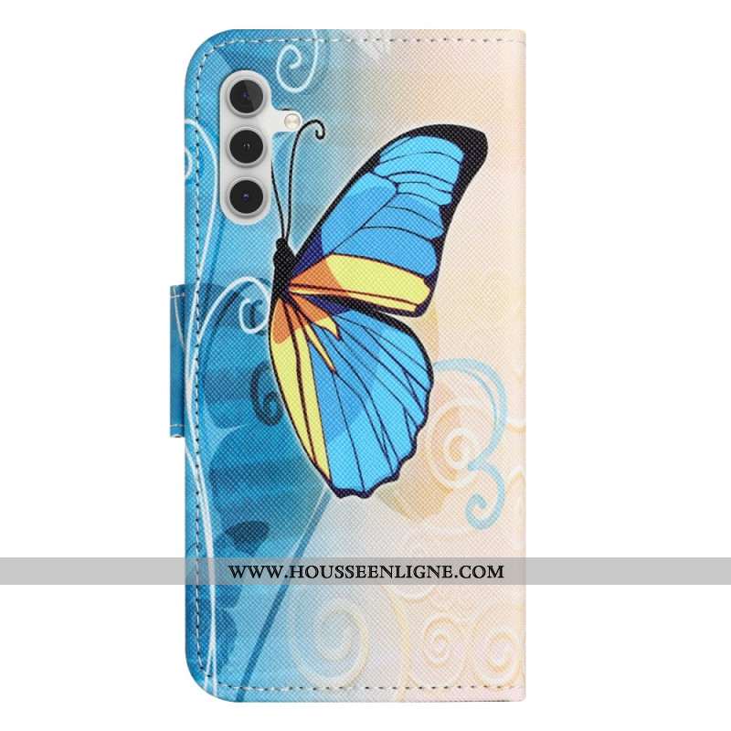 Housse Samsung Galaxy A55 5G Papillon Jaune et Bleu