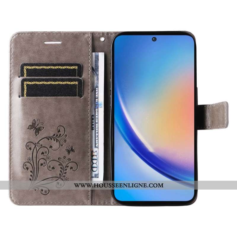 Housse Samsung Galaxy A55 5G Papillons Géants à lanière