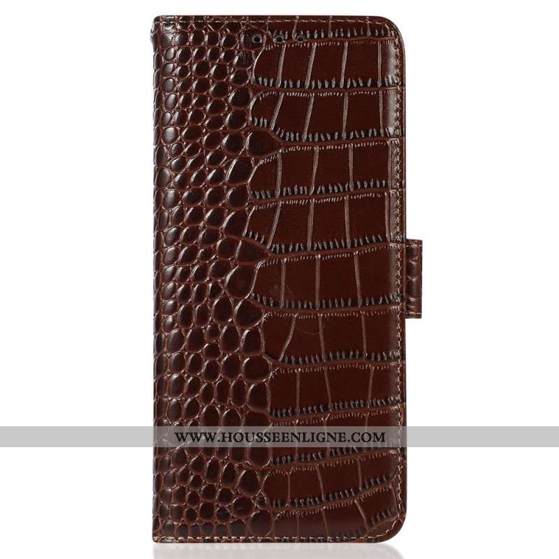 Housse Samsung Galaxy A55 5G Style Crocodile avec Blocage RFID