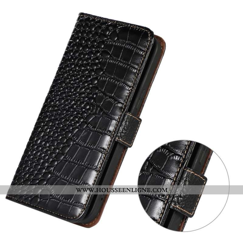 Housse Samsung Galaxy A55 5G Style Crocodile avec Blocage RFID