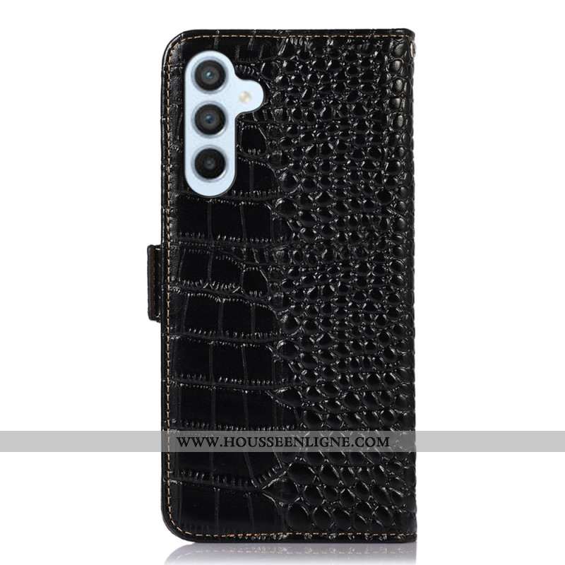 Housse Samsung Galaxy A55 5G Style Crocodile avec Blocage RFID