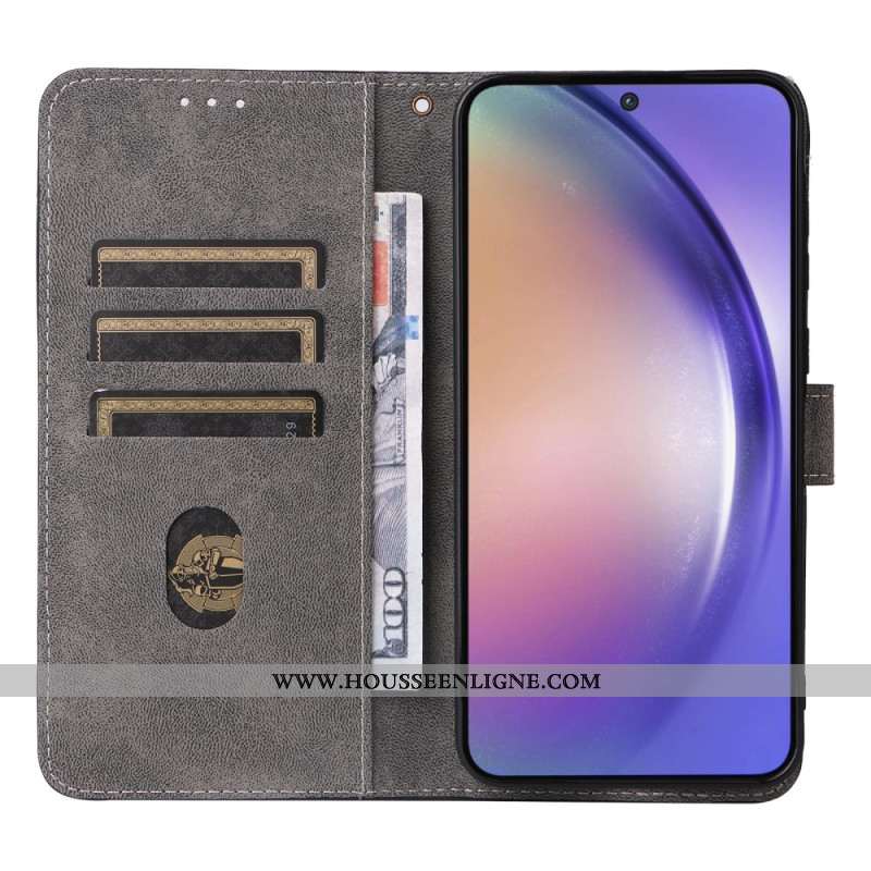 Housse Samsung Galaxy A55 5G Style Daim Blocage RFID à Lanière