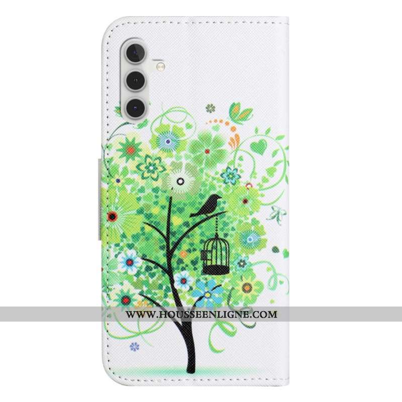 Housse Samsung Galaxy S24 5G Arbre Vert à Lanière