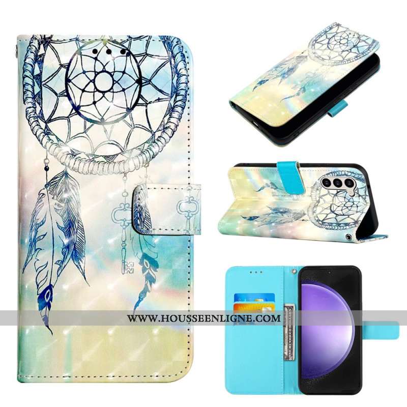 Housse Samsung Galaxy S24 5G Attrape Rêves Aquarelle Bleu