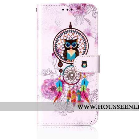 Housse Samsung Galaxy S24 5G Attrape-Rêves Hibou à Lanière