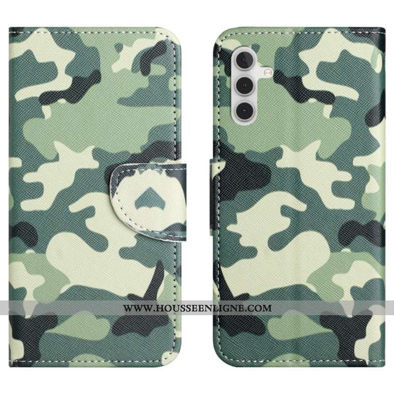 Housse Samsung Galaxy S24 5G Camouflage Militaire à Lanière