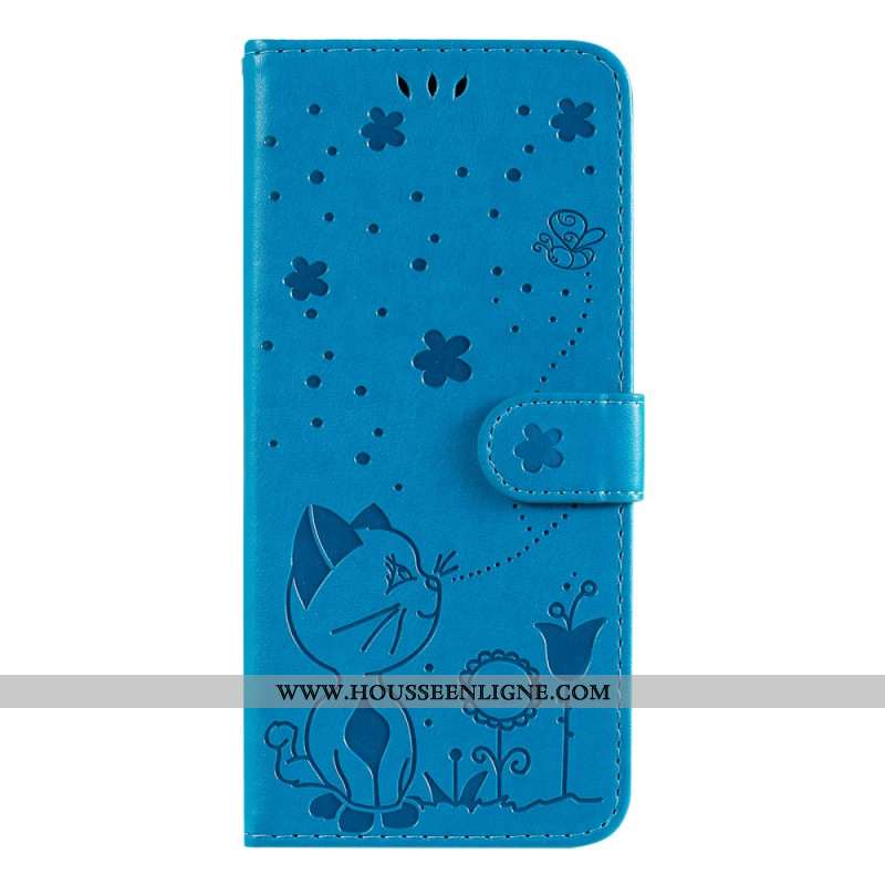 Housse Samsung Galaxy S24 5G Chat et Abeilles à Lanière