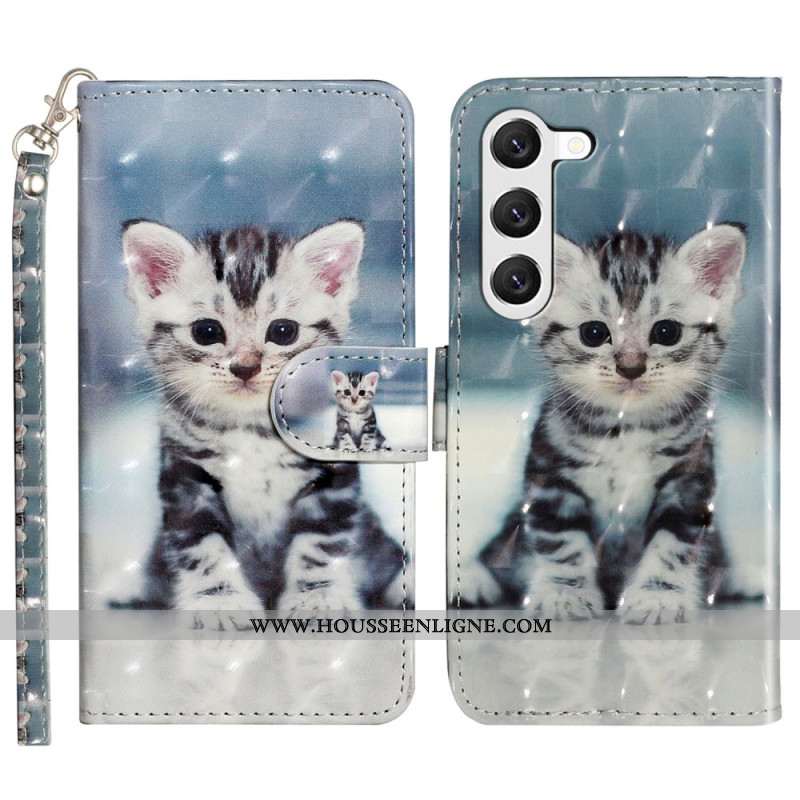 Housse Samsung Galaxy S24 5G Chaton avec Lanière