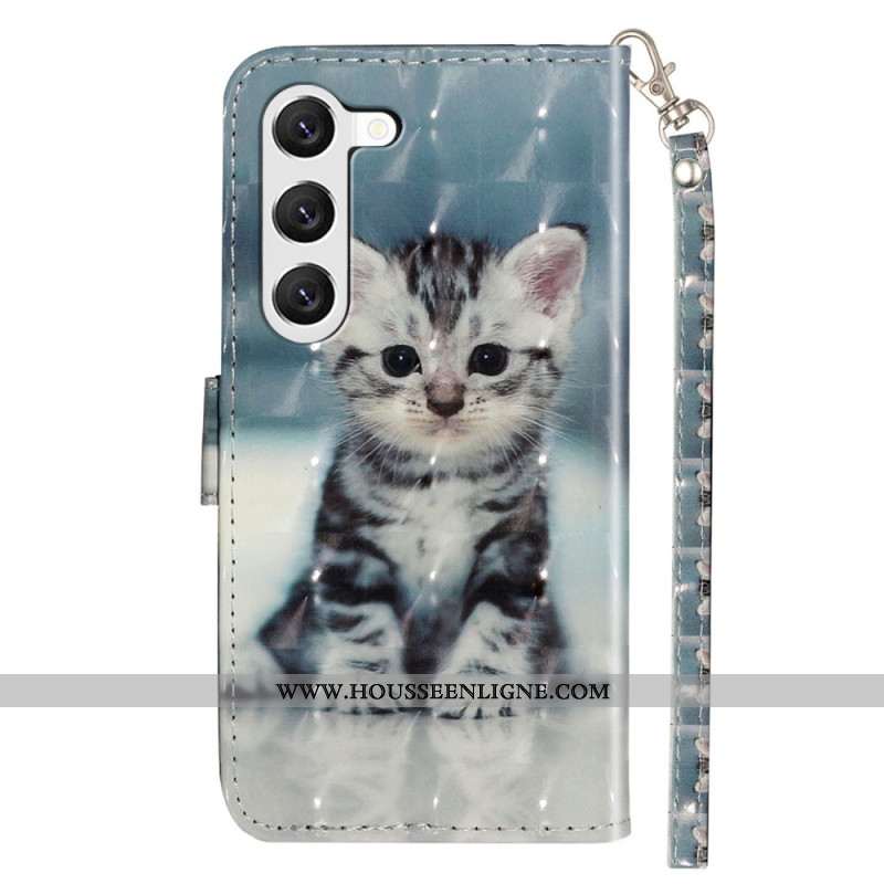 Housse Samsung Galaxy S24 5G Chaton avec Lanière