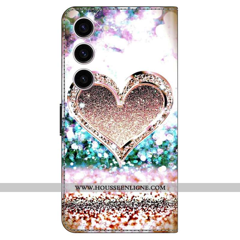 Housse Samsung Galaxy S24 5G Coeur Diamant Rose