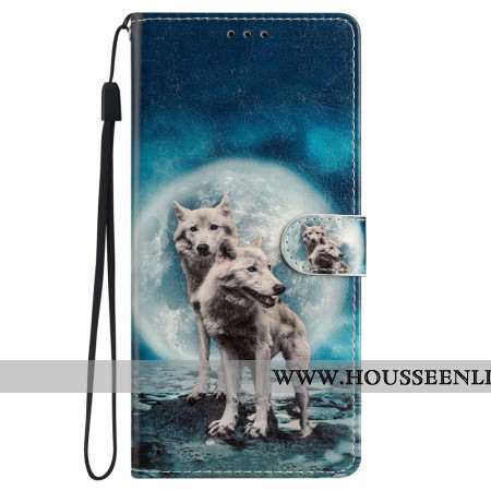 Housse Samsung Galaxy S24 5G Deux Loups à Lanière