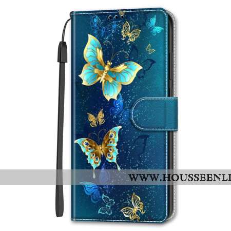 Housse Samsung Galaxy S24 5G Deux Papillons à Lanière