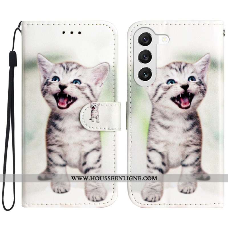 Housse Samsung Galaxy S24 5G Drôle de Chaton à Lanière