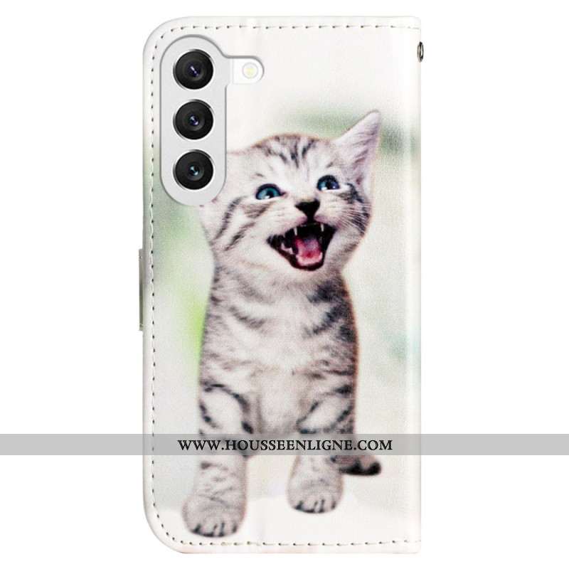 Housse Samsung Galaxy S24 5G Drôle de Chaton à Lanière