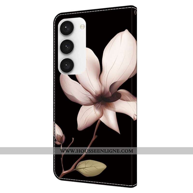 Housse Samsung Galaxy S24 5G Fleur Rose sur Fond Noir