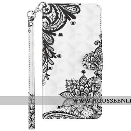 Housse Samsung Galaxy S24 5G Fleur en Dentelle à Lanière