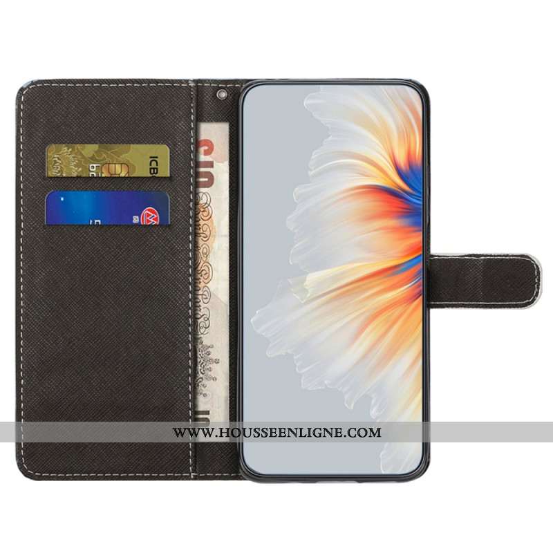 Housse Samsung Galaxy S24 5G Fleurs Lunaires à Lanière