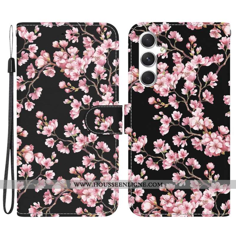 Housse Samsung Galaxy S24 5G Fleurs de Prunier à Lanière