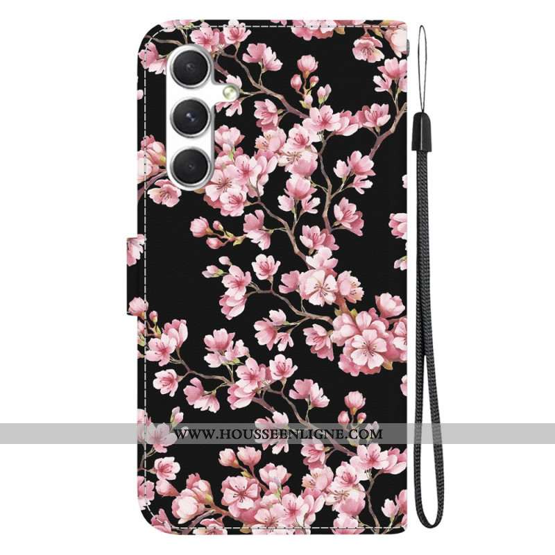 Housse Samsung Galaxy S24 5G Fleurs de Prunier à Lanière