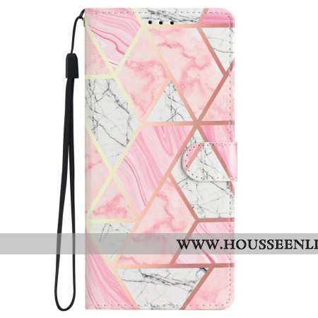 Housse Samsung Galaxy S24 5G Marbre Rose à Lanière