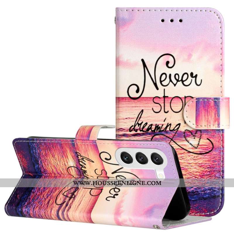 Housse Samsung Galaxy S24 5G Midnight Never Stop Dreaming à Lanière