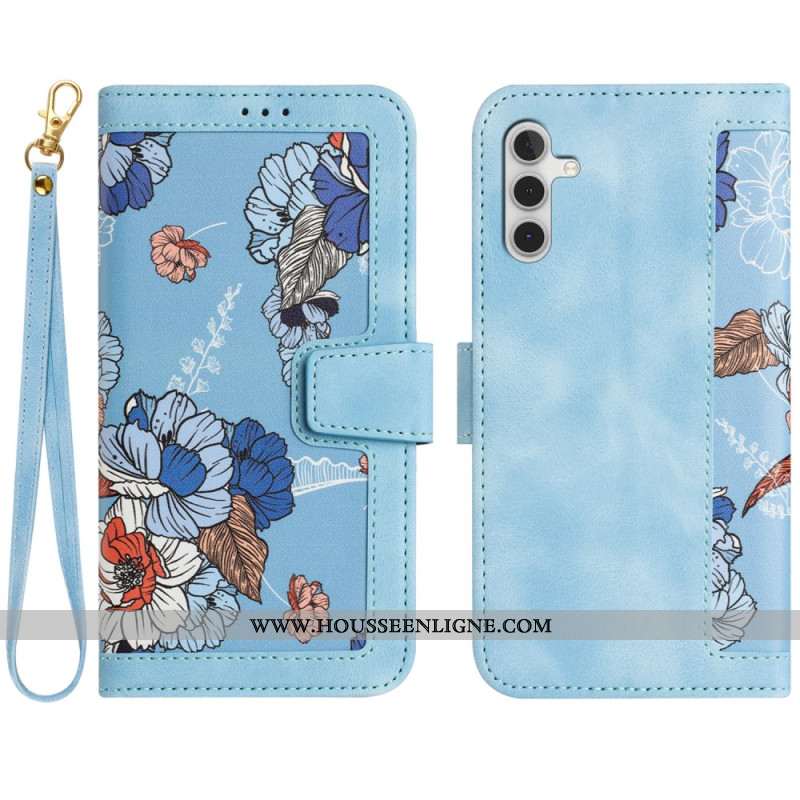 Housse Samsung Galaxy S24 5G Motif Floral Artistique à Lanière