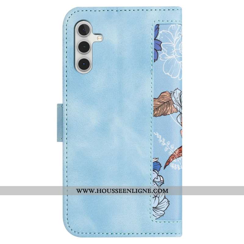 Housse Samsung Galaxy S24 5G Motif Floral Artistique à Lanière