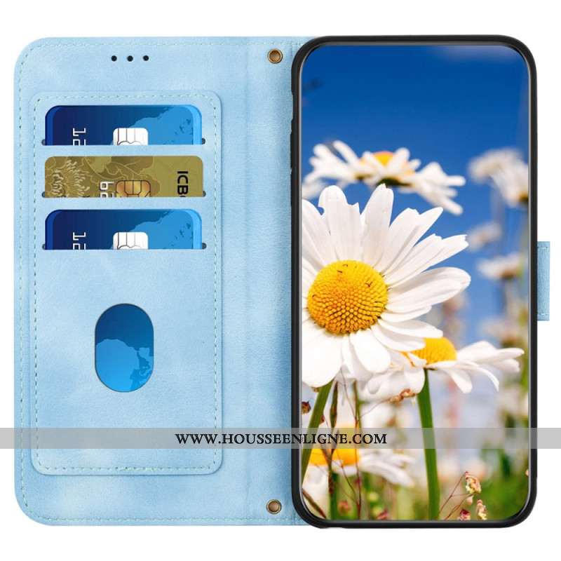 Housse Samsung Galaxy S24 5G Motif Floral Artistique à Lanière