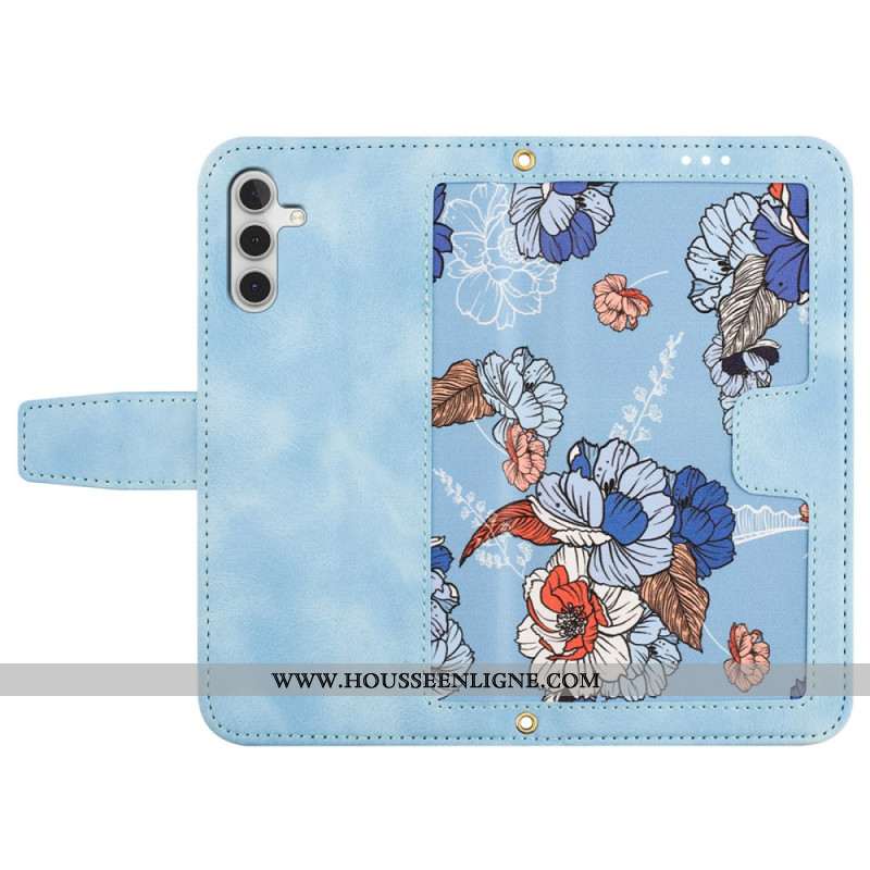 Housse Samsung Galaxy S24 5G Motif Floral Artistique à Lanière