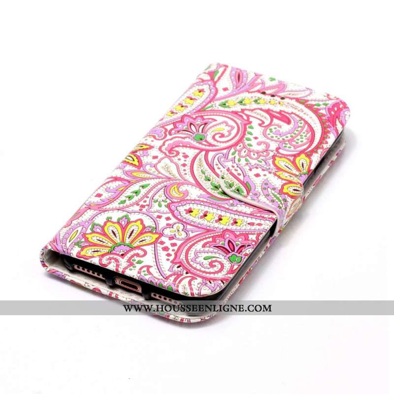 Housse Samsung Galaxy S24 5G Motif Floral Rose à Lanière